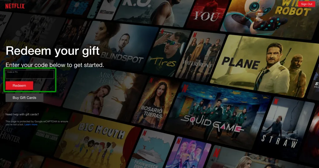 Redeem Netflix Gift Card